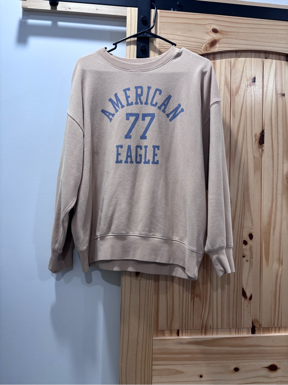 American Eagle Outfitters women’s Beige 'American Eagle' Crewneck (small stain)